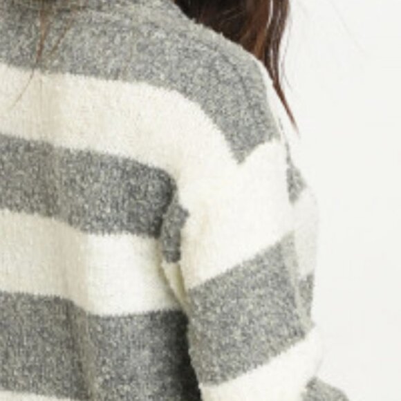 GRAY WITH IVORY STRIPES CARDIGAN - Picture 5 of 5